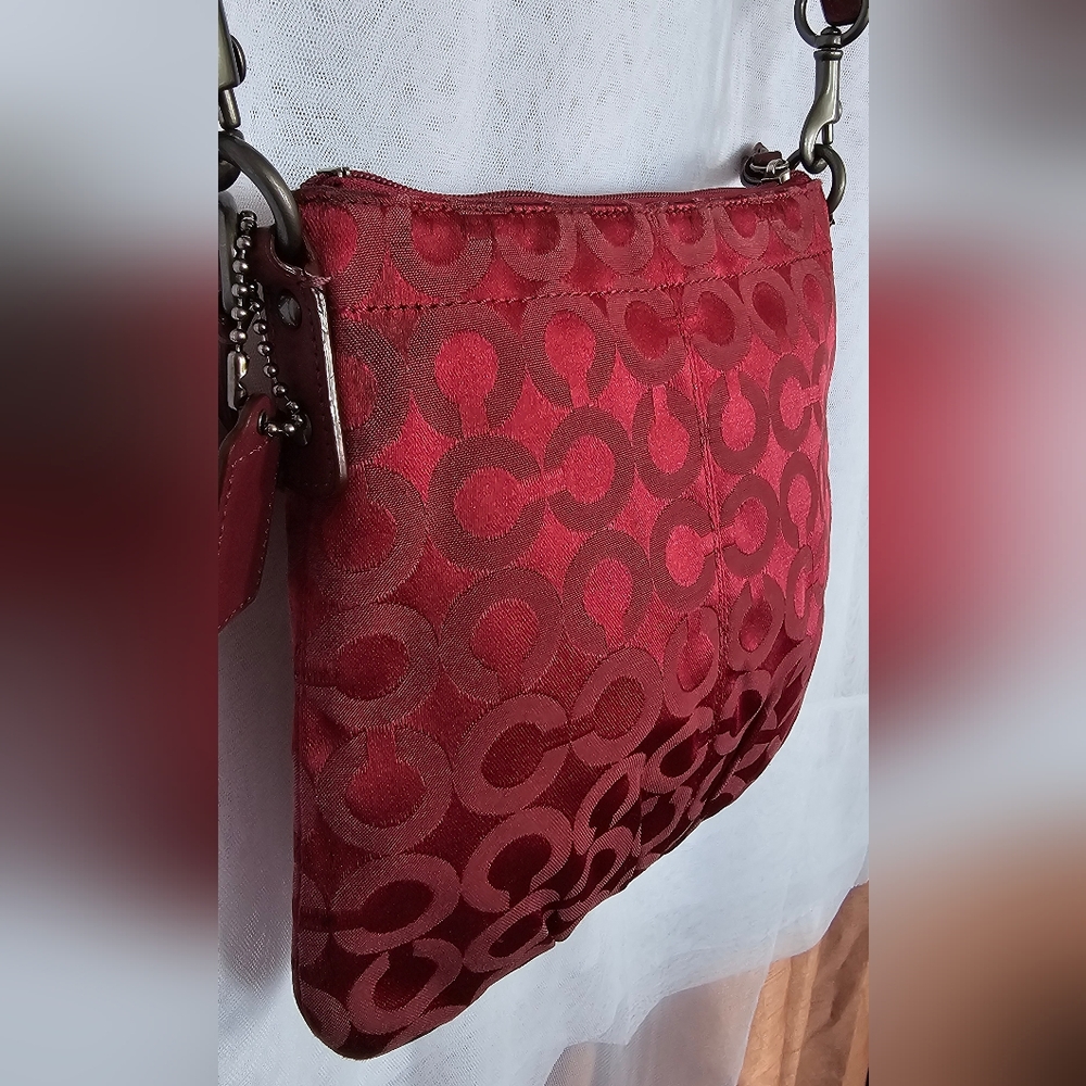 Coach Brooke Pleated Crossbody/Shoulder Bag Maroon Red - Picture 11 of 14